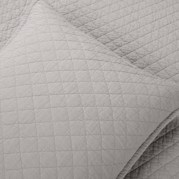 Lush Decor Belgian Flax Prewashed Linen Rich Cotton Blend 3 Pc Quilt Set, Gray - Picture 2 of 9